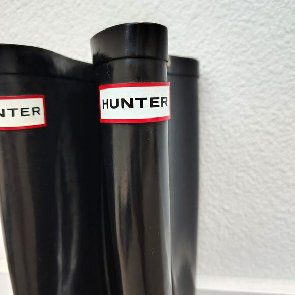 Hunter Boots Women's Size 7 Tall Black Wedge Rubber Rain Arolla W24044 - Picture 3 of 9